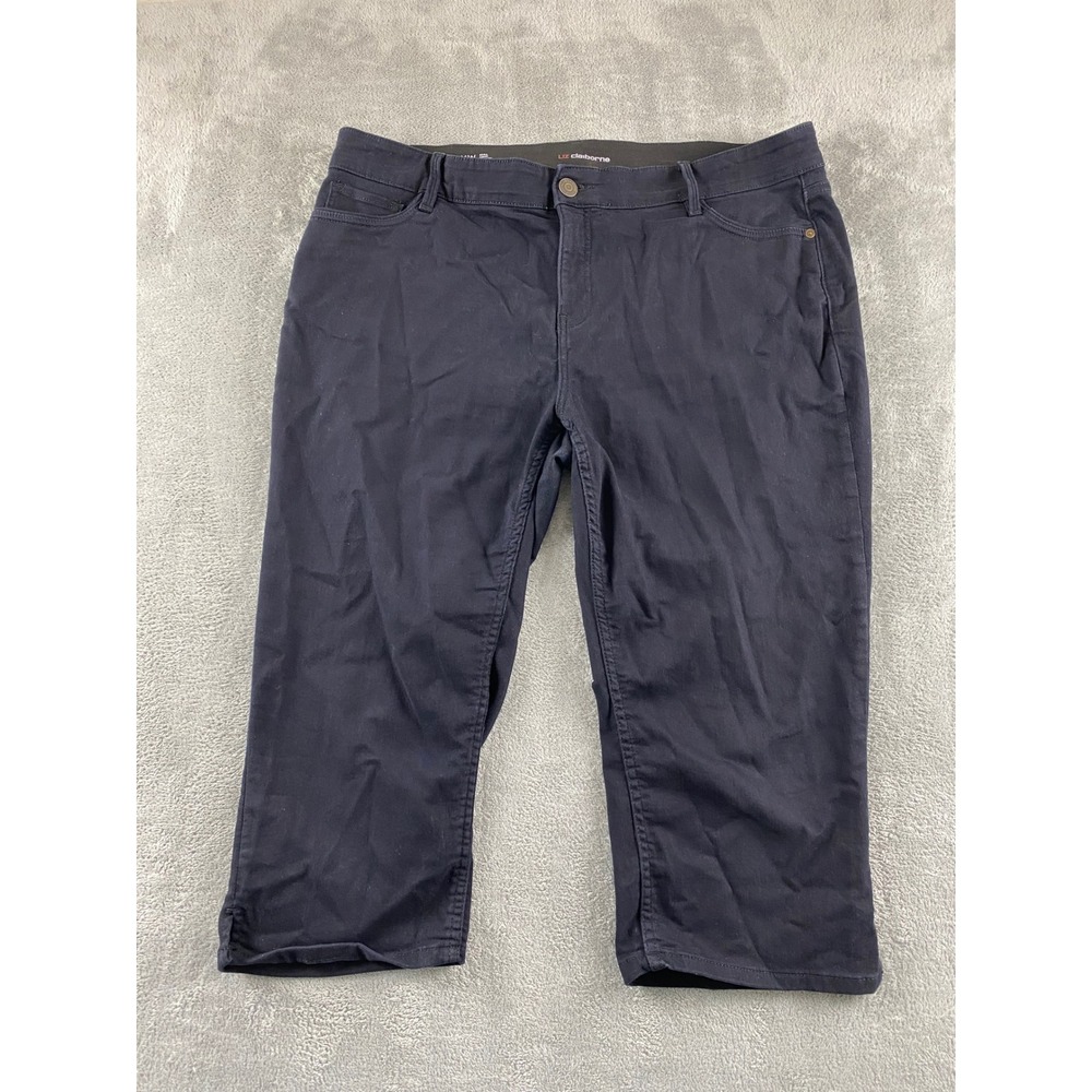 Liz Claiborne Sara Crop Navy Blue Mid Rise Pants Womens 16W